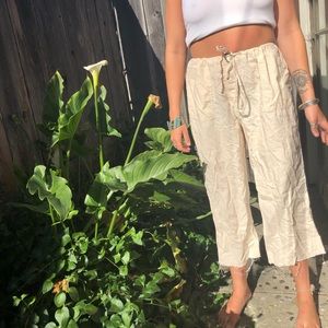 Drawstring cotton pants with pockets
